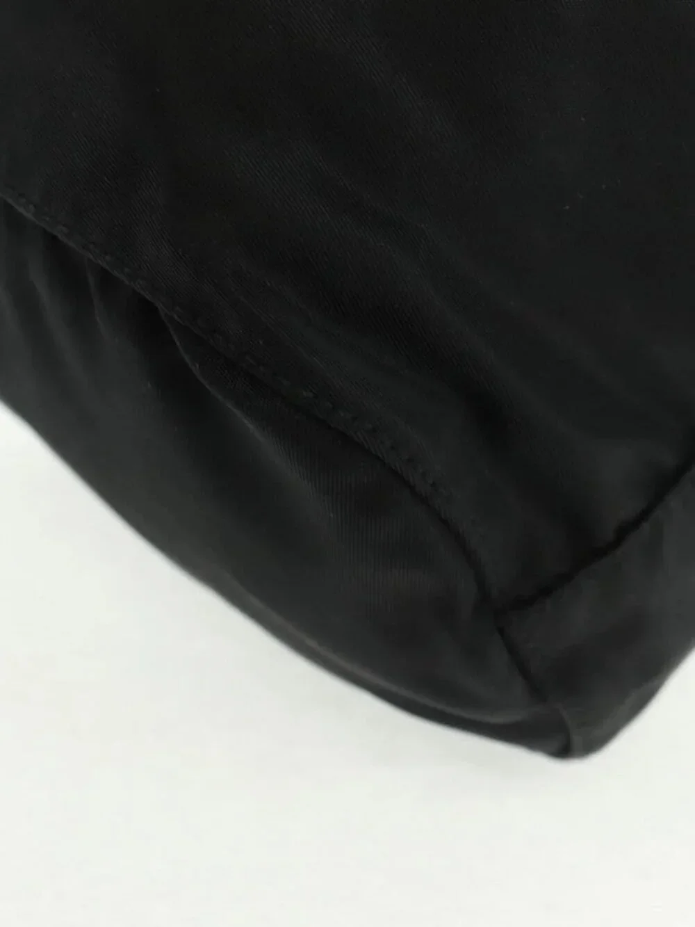 PRADA Drawstring Pouch Nylon Black Silver Auth 168451V